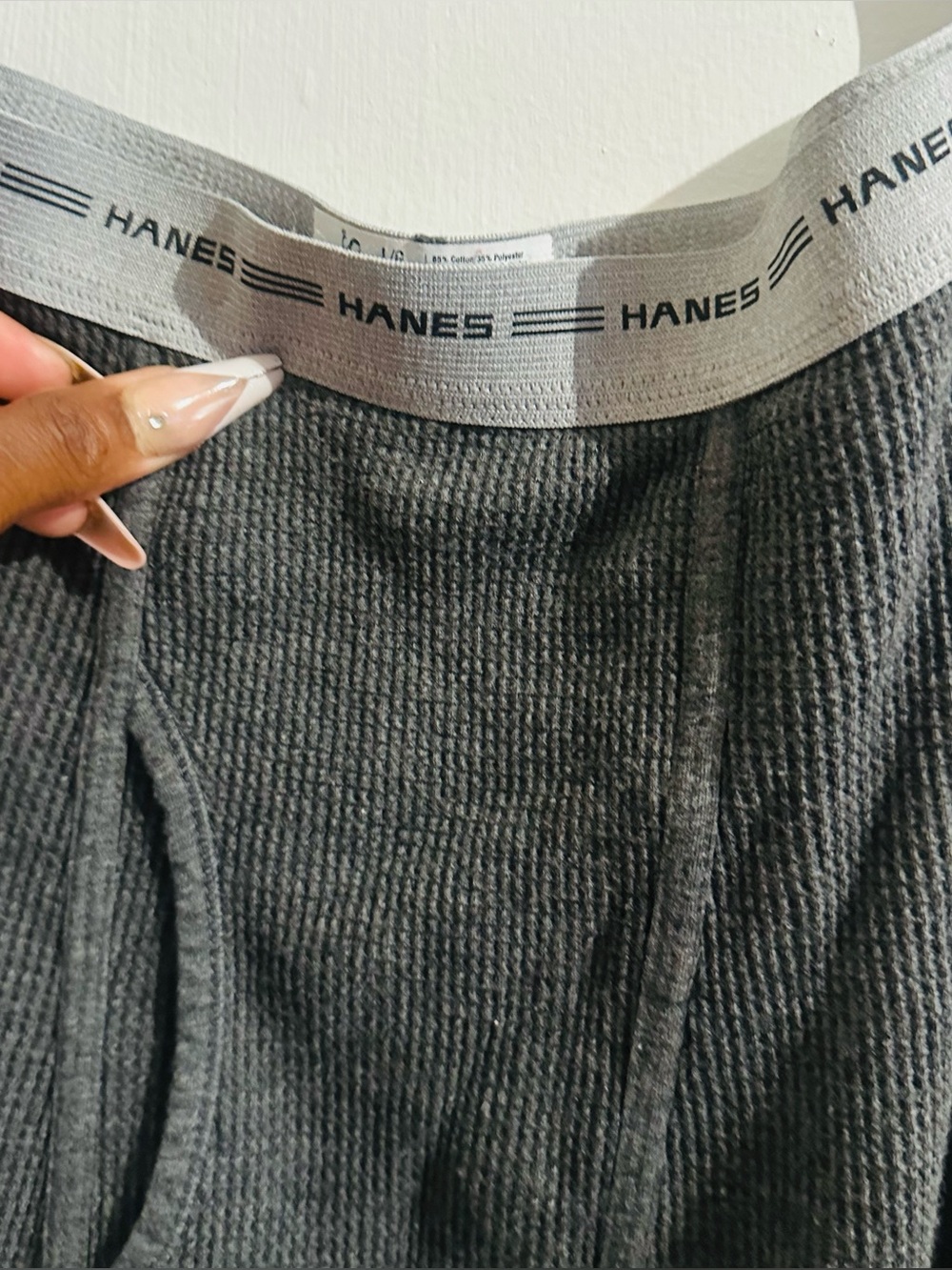 Hanes Charcoal Gray Thermal Long Johns Waffle Pants - Size L